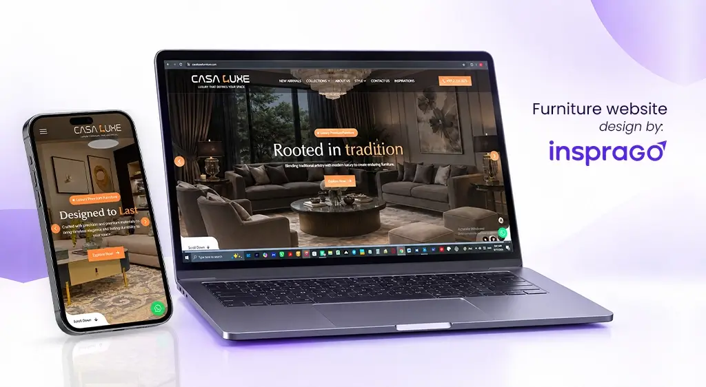 website designed for a furniture company located in dubai by insprago creative digital media