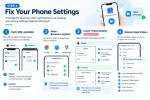 If Google My Business video verification is not working, your phone settings might be blocking it. do this settings in your phone